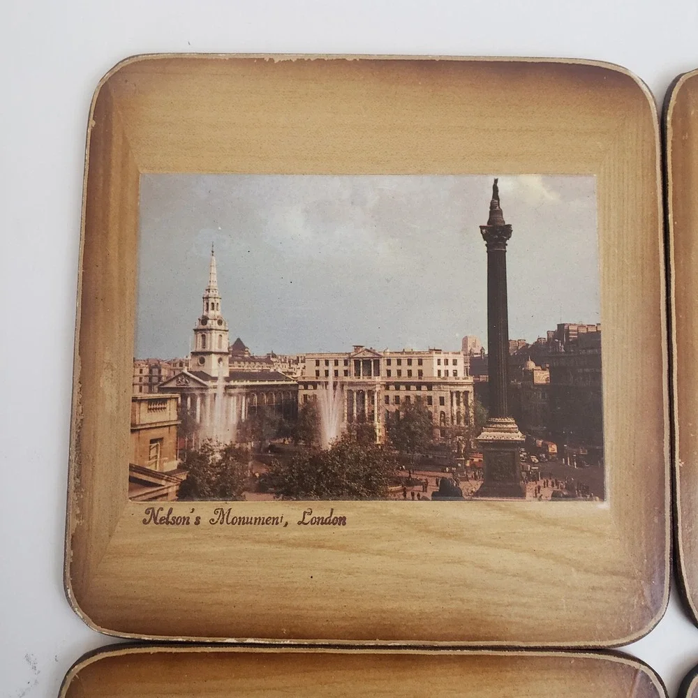 Vintage Pimpernel London Historical Sites Coasters Cork‎ Back Set of 4